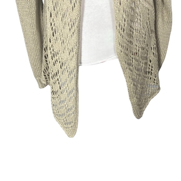 𝅺Lovestitch draped cowl neck open cardigan beige crochet knit Size S - Picture 6 of 16